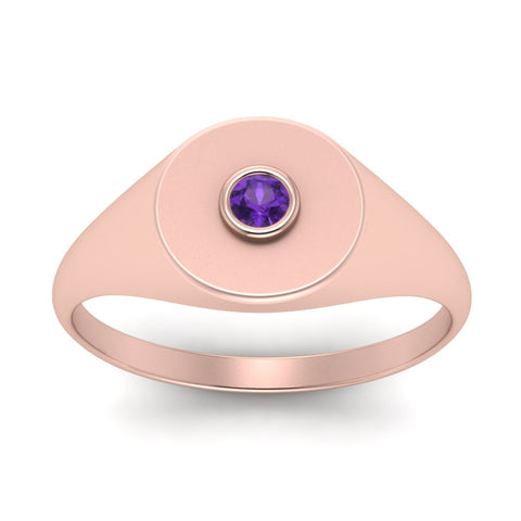 Bezel Set Round Signet Ring