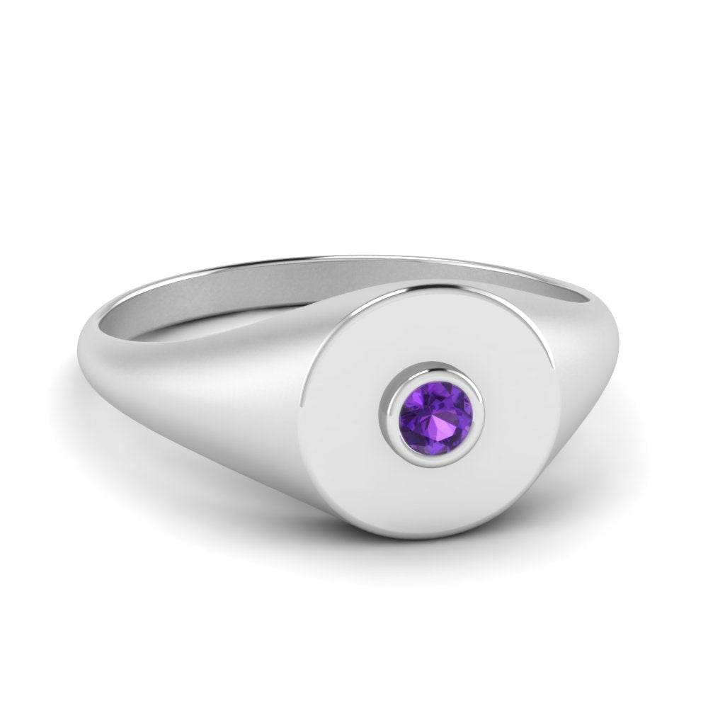 Bezel Set Round Signet Ring