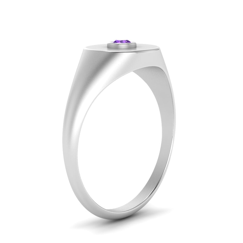 Bezel Set Round Signet Ring