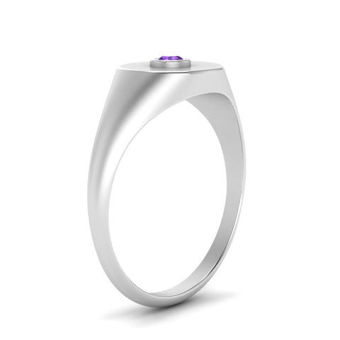 Bezel Set Round Signet Ring