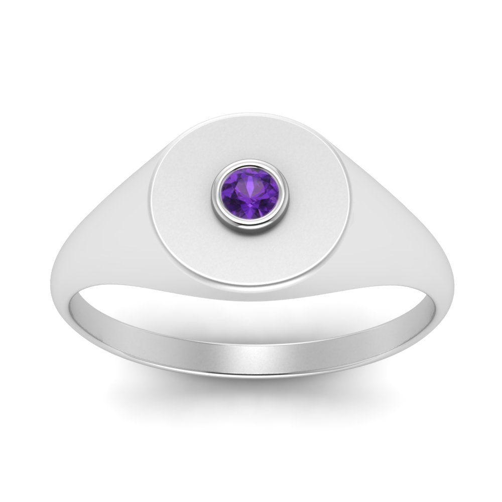 Bezel Set Round Signet Ring