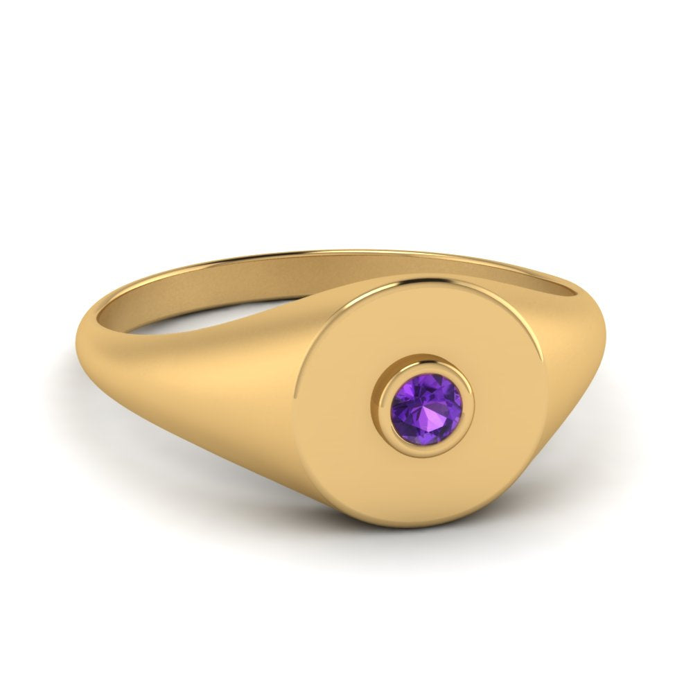 Bezel Set Round Signet Ring