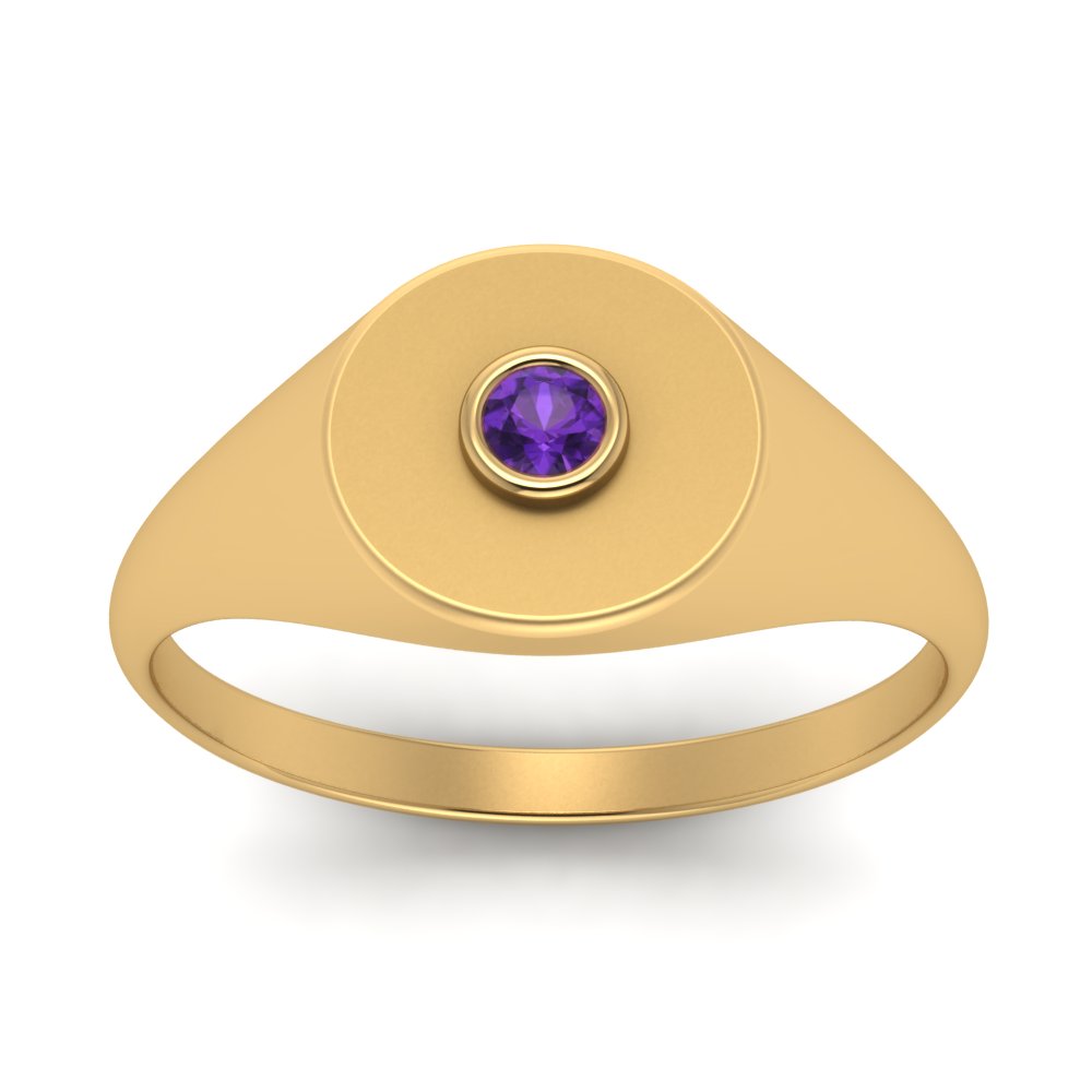 Bezel Set Round Signet Ring