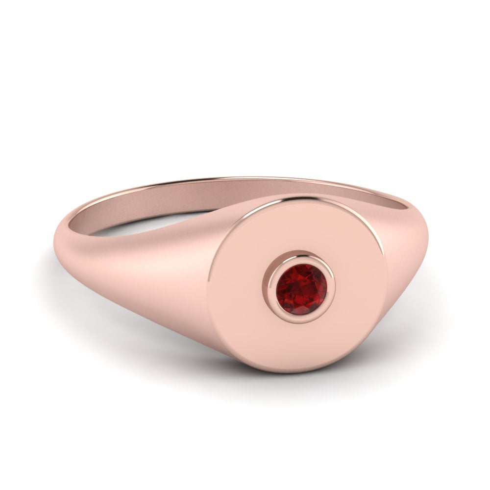 Bezel Set Round Signet Ring