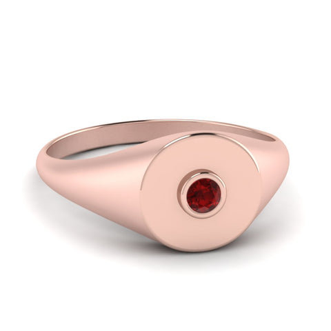 Bezel Set Round Signet Ring