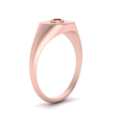 Bezel Set Round Signet Ring