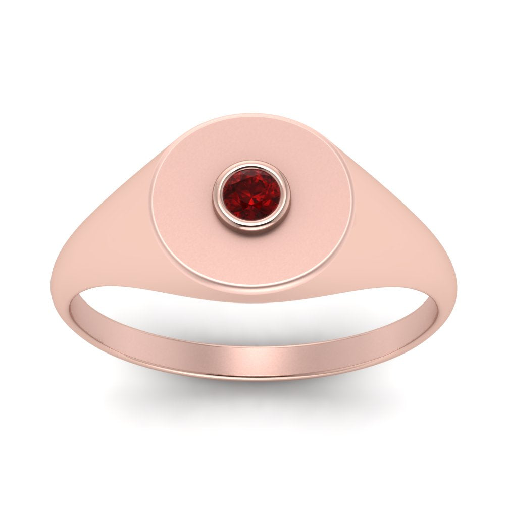 Bezel Set Round Signet Ring