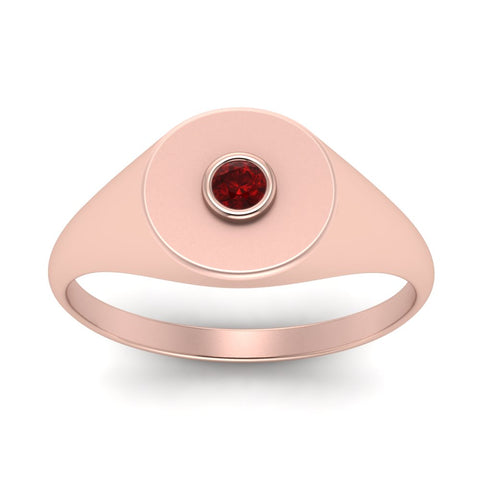 Bezel Set Round Signet Ring