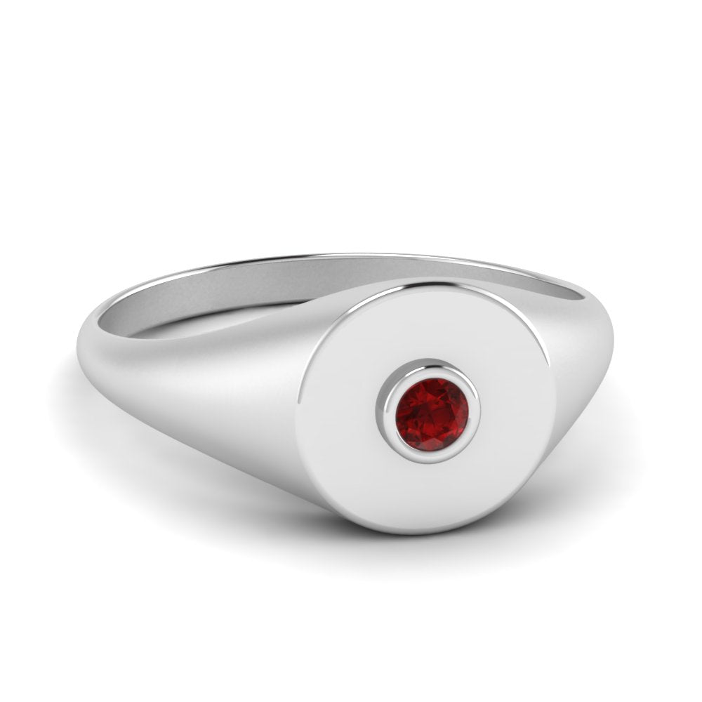 Bezel Set Round Signet Ring