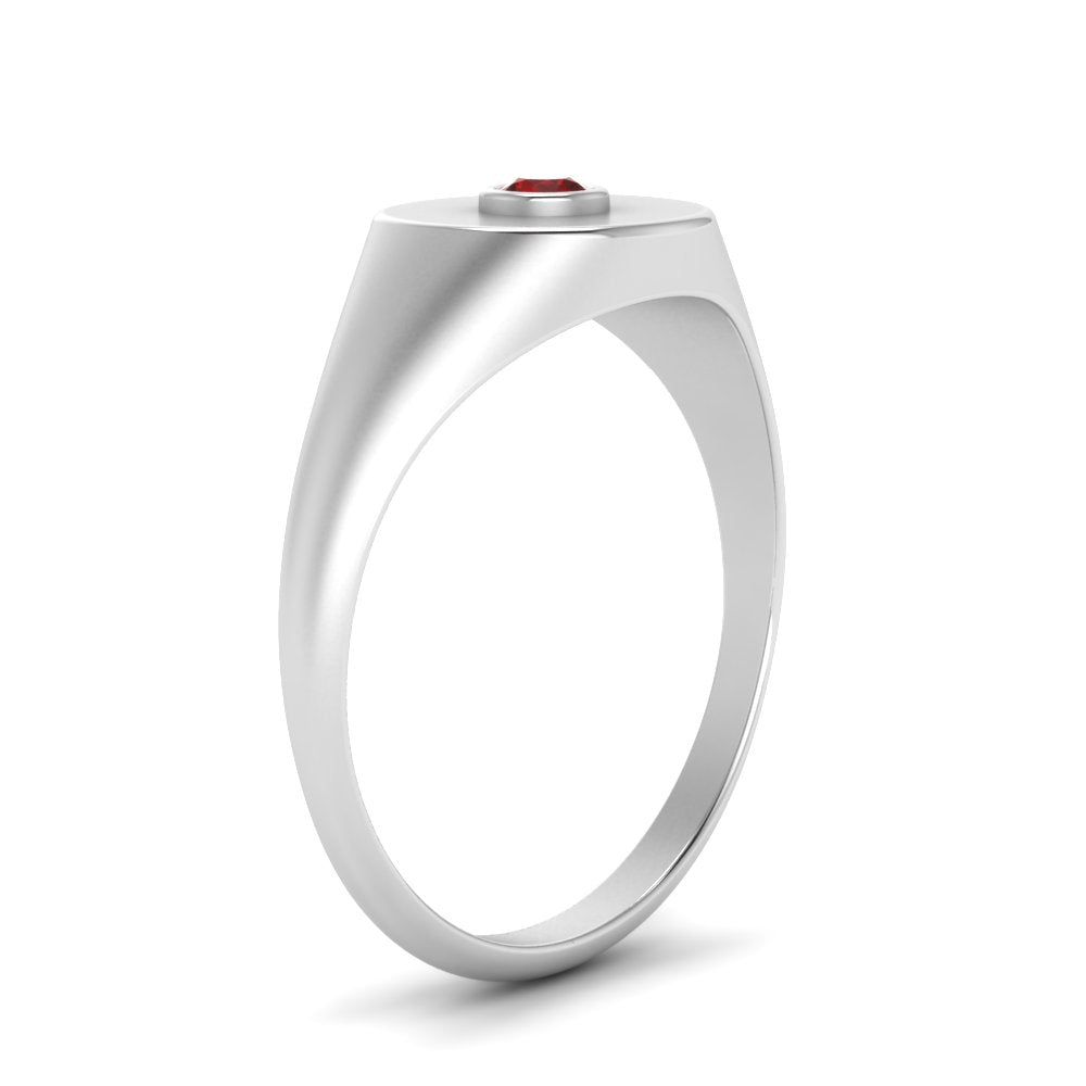 Bezel Set Round Signet Ring