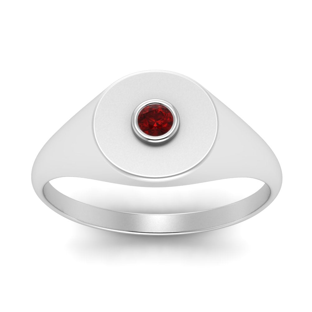 Bezel Set Round Signet Ring