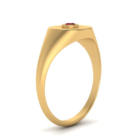 Bezel Set Round Signet Ring