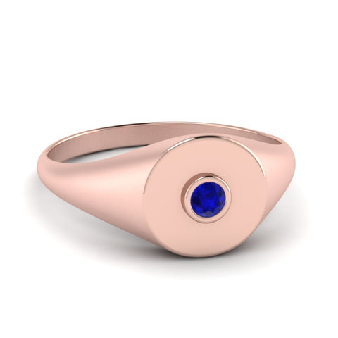 Bezel Set Round Signet Ring