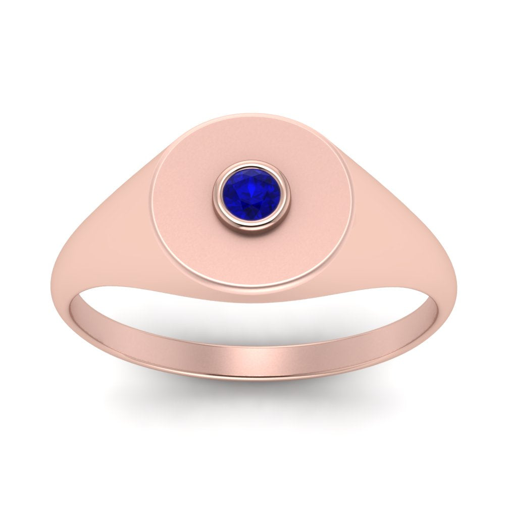 Bezel Set Round Signet Ring