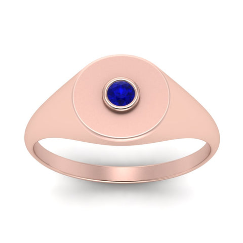 Bezel Set Round Signet Ring