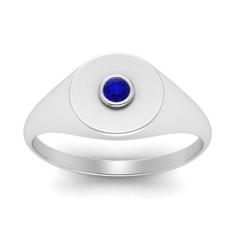 Bezel Set Round Signet Ring