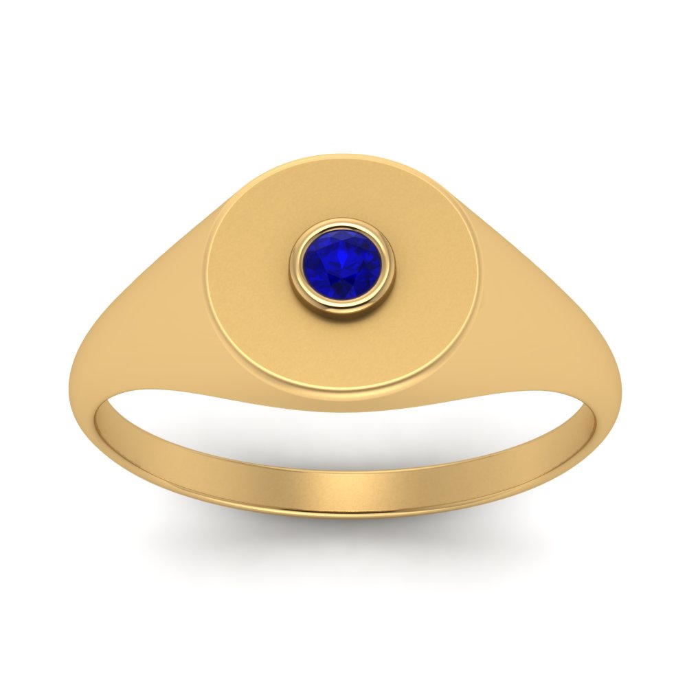 Bezel Set Round Signet Ring