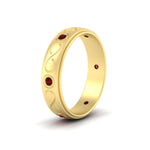 Load image into Gallery viewer, bezel-set-ruby-mens-wedding-band-in-yellow-gold-fdm1284grudrangle2-nl-yg
