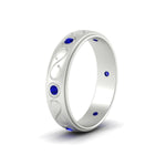 Load image into Gallery viewer, bezel-set-sapphire-mens-wedding-band-in-white-gold-fdm1284gsablangle2-nl-wg
