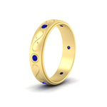 Load image into Gallery viewer, bezel-set-sapphire-mens-wedding-band-in-yellow-gold-fdm1284gsablangle2-nl-yg

