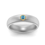 Load image into Gallery viewer, bezel-set-solitaire-mens-diamond-ring-with-blue-topaz-in-white-gold-fd123214bgicblto-nl-wg
