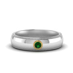 Load image into Gallery viewer, bezel-set-solitaire-mens-diamond-ring-with-emerald-in-white-gold-fd123214bgemgr-nl-wg
