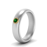 Load image into Gallery viewer, bezel-set-solitaire-mens-diamond-ring-with-emerald-in-white-gold-fd123214bgemgr-nl-wg
