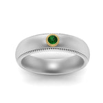 Load image into Gallery viewer, bezel-set-solitaire-mens-diamond-ring-with-emerald-in-white-gold-fd123214bgemgr-nl-wg
