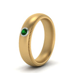 Load image into Gallery viewer, bezel-set-solitaire-mens-diamond-ring-with-emerald-in-yellow-gold-fd123214bgemgr-nl-yg
