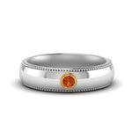 Load image into Gallery viewer, bezel-set-solitaire-mens-diamond-ring-with-orange-sapphire-in-white-gold-fd123214bgsaor-nl-wg
