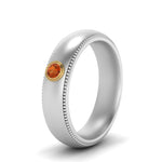 Load image into Gallery viewer, bezel-set-solitaire-mens-diamond-ring-with-orange-sapphire-in-white-gold-fd123214bgsaor-nl-wg

