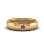 Load image into Gallery viewer, bezel-set-solitaire-mens-diamond-ring-with-orange-sapphire-in-yellow-gold-fd123214bgsaor-nl-yg
