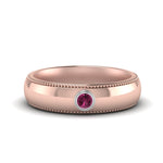 Load image into Gallery viewer, bezel-set-solitaire-mens-diamond-ring-with-pink-sapphire-in-rose-gold-fd123214bgsadrpi-nl-rg
