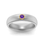 Load image into Gallery viewer, bezel-set-solitaire-mens-diamond-ring-with-purple-topaz-in-white-gold-fd123214bgvito-nl-wg
