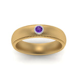 Load image into Gallery viewer, bezel-set-solitaire-mens-diamond-ring-with-purple-topaz-in-yellow-gold-fd123214bgvito-nl-yg
