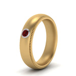 Load image into Gallery viewer, bezel-set-solitaire-mens-diamond-ring-with-ruby-in-yellow-gold-fd123214bgrudr-nl-yg
