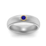 Load image into Gallery viewer, bezel-set-solitaire-mens-diamond-ring-with-sapphire-in-white-gold-fd123214bgsabl-nl-wg
