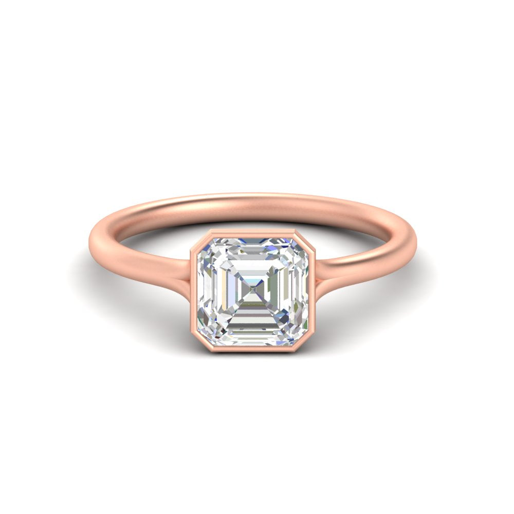 Split Shank Asscher Cut Bezel Set Solitaire Ring