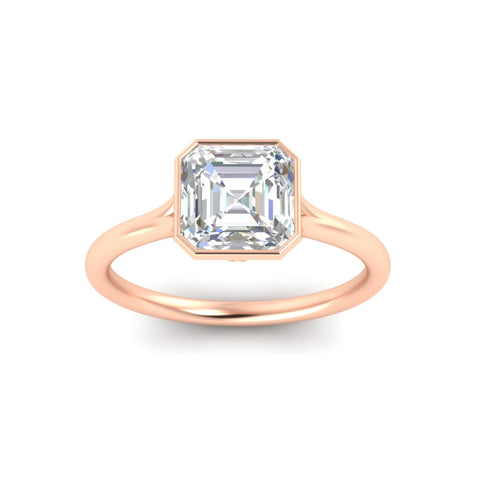 Split Shank Asscher Cut Bezel Set Solitaire Ring