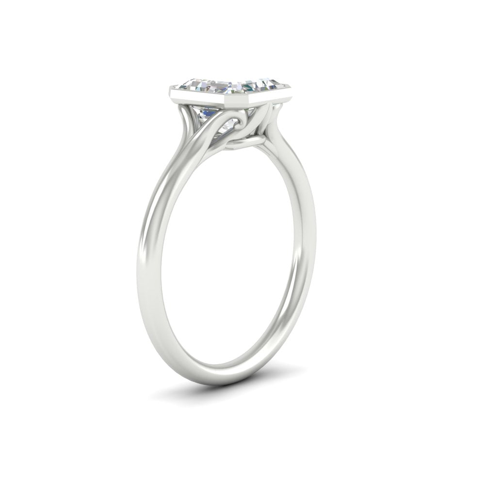 Split Shank Asscher Cut Bezel Set Solitaire Ring