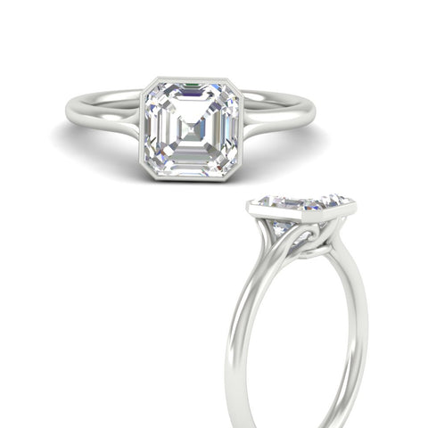 Split Shank Asscher Cut Bezel Set Solitaire Ring