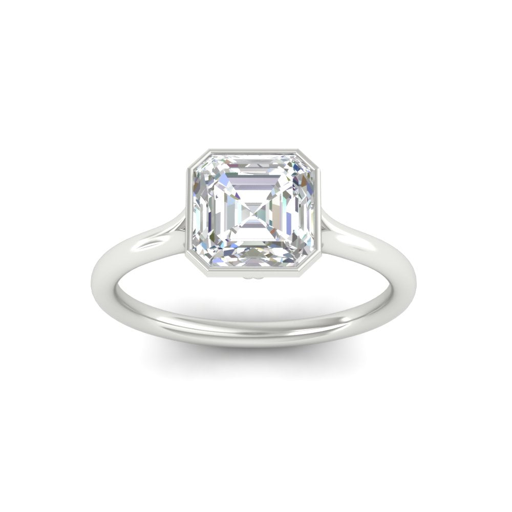 Split Shank Asscher Cut Bezel Set Solitaire Ring
