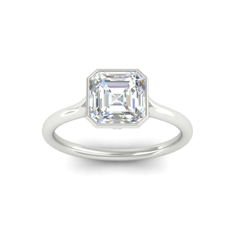 Split Shank Asscher Cut Bezel Set Solitaire Ring