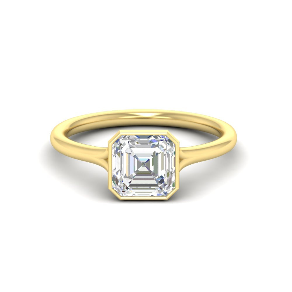 Split Shank Asscher Cut Bezel Set Solitaire Ring
