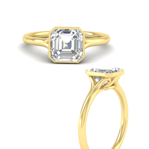 Split Shank Asscher Cut Bezel Set Solitaire Ring
