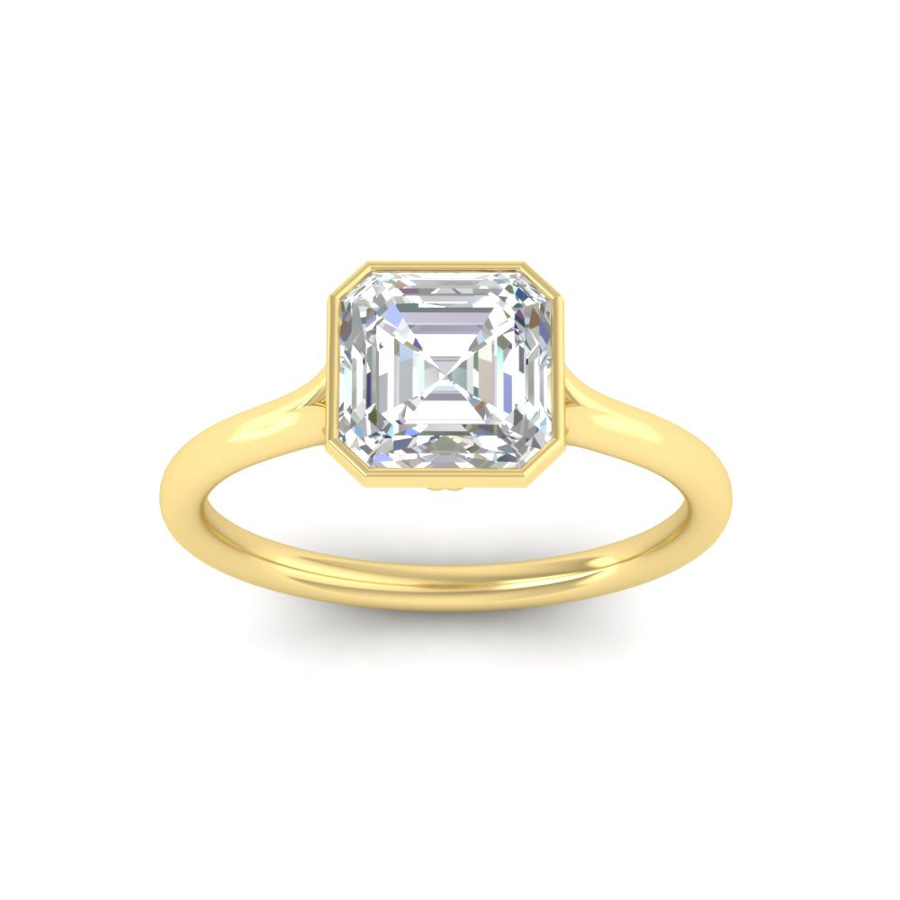Split Shank Asscher Cut Bezel Set Solitaire Ring