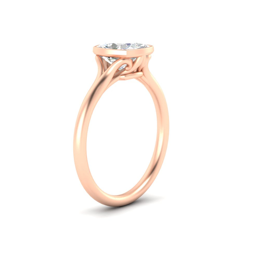 Split Shank Cushion Cut Bezel Set Solitaire Ring