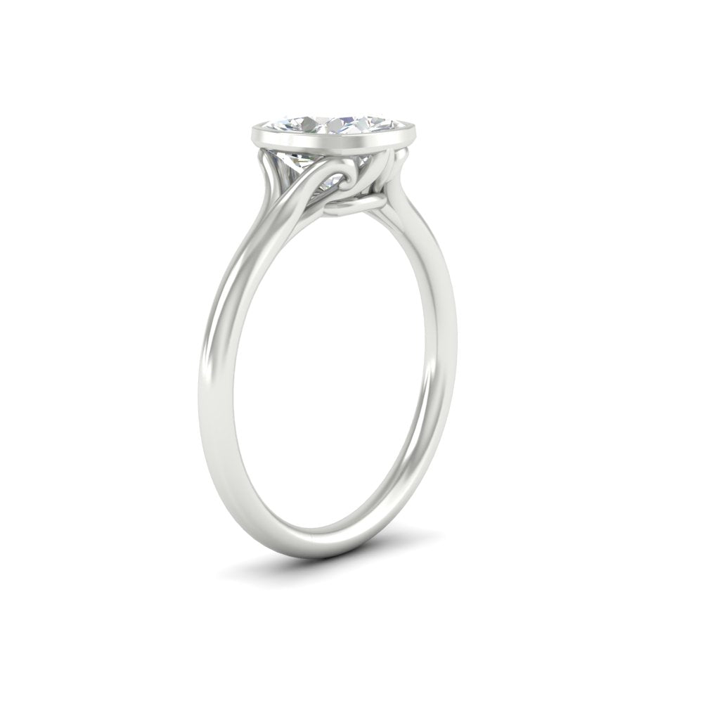 Split Shank Cushion Cut Bezel Set Solitaire Ring