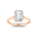 Load image into Gallery viewer, Split Shank Emerald Cut Bezel Set Solitaire Ring
