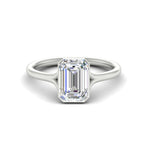 Load image into Gallery viewer, Split Shank Emerald Cut Bezel Set Solitaire Ring
